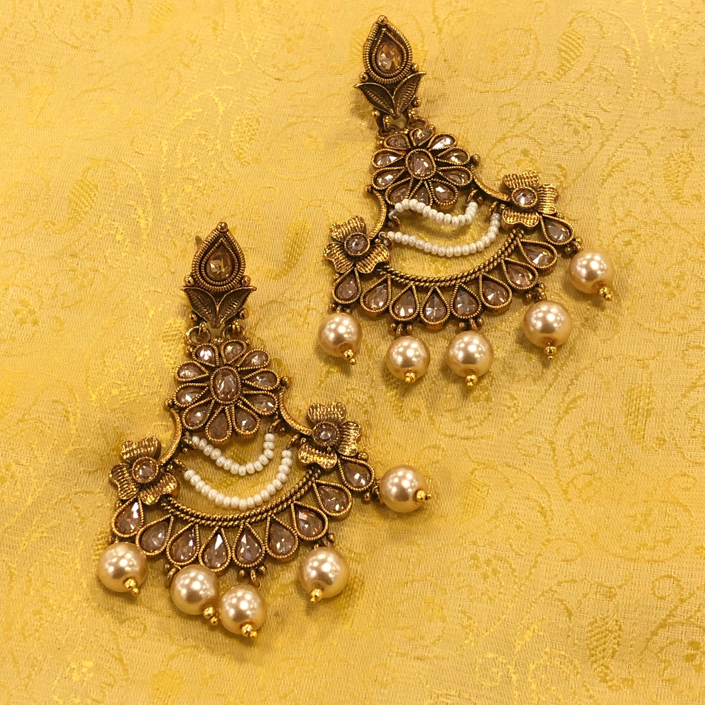 22K Antique Gold Long Necklace & Earring Set | Virani Jewelers